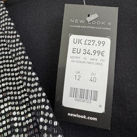 NWT New Look ASOS Silver Mirrored Sequin Twist Mini Dress size 8 - Picture 4 of 7